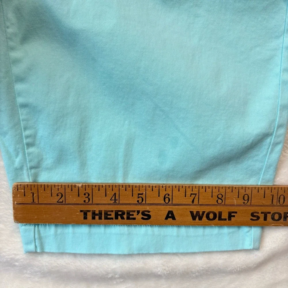 Lands End Shorts Women Sz 2 Seafoam‎ Blue Mid Rise Chino Straight Fit